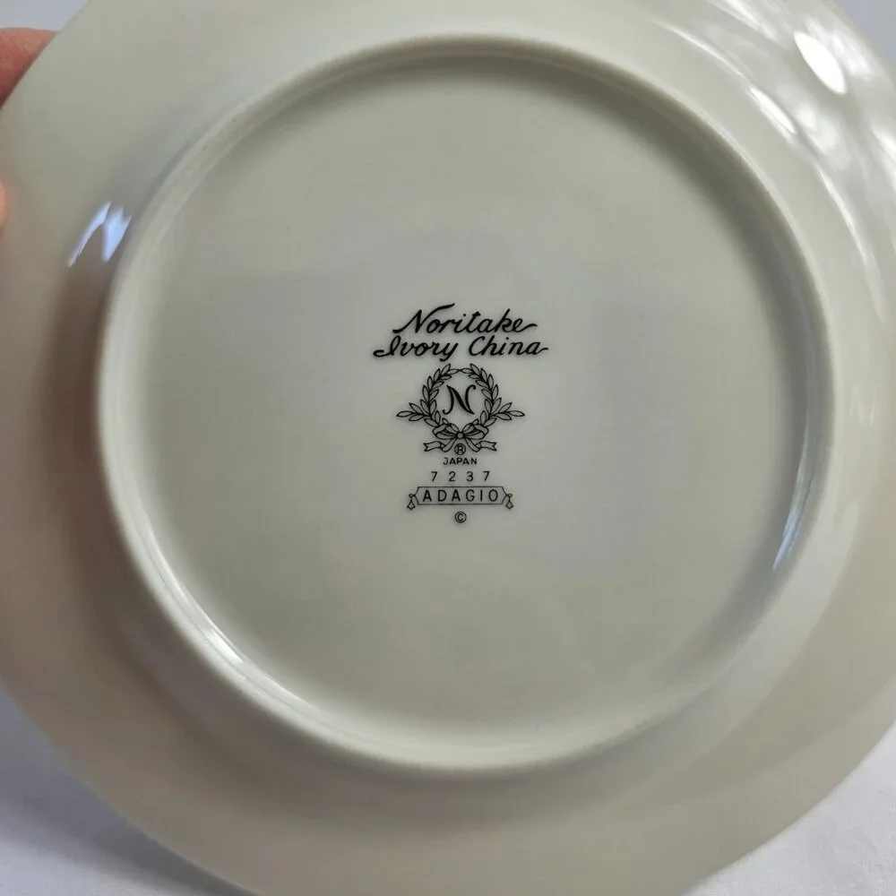 THREE Noritake Adagio Salad Plates Ivory with Floral Spray on Rim